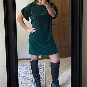 Green velvet dress
